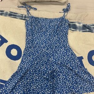 Blue Floral Spaghetti Strap Romper